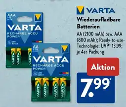 Aldi Süd VARTA Wiederaufladbare Batterien Angebot