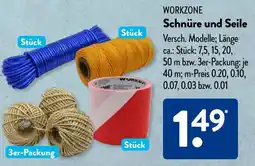 Aldi Süd WORKZONE Schnüre und Seile Angebot