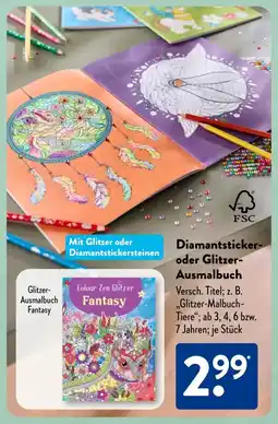 Aldi Süd Diamantsticker- oder Glitzer- Ausmalbuch Angebot
