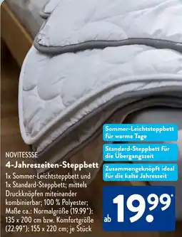 Aldi Süd NOVITESSSE 4-Jahreszeiten-Steppbett Angebot