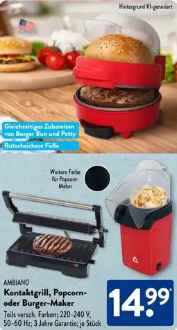 Aldi Süd AMBIANO Kontaktgrill, Popcorn- oder Burger-Maker Angebot
