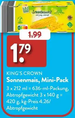 Aldi Süd KING'S CROWN Sonnenmais, Mini-Pack Angebot