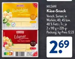 Aldi Süd MILSANI Käse-Snack Angebot