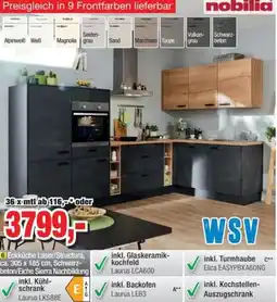 Möbelfundgrube Eckküche Laser/Structura, ca. 305 x 185 cm, Schwarz- beton/Eiche Sierra Nachbildung Angebot