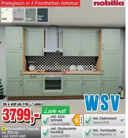 Möbelfundgrube Küchenblock Cascada, ca. 350 cm, Lack Schilf matt Angebot