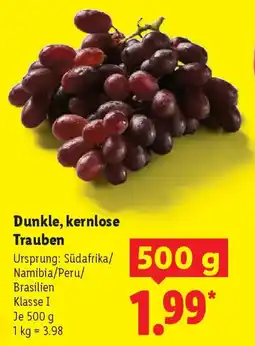 Lidl Dunkle, kernlose Trauben Angebot