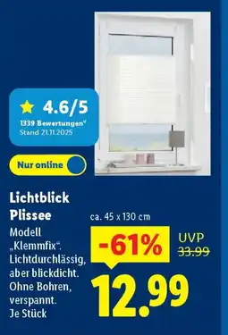 Lidl Lichtblick Plissee Angebot