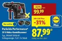 Lidl Parkside Performance 20 V Akku-Kombihammer Angebot