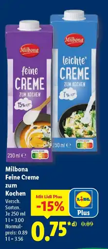 Lidl Milbona Feine Creme zum Kochen Angebot