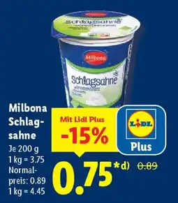 Lidl Milbona Schlagsahne Angebot
