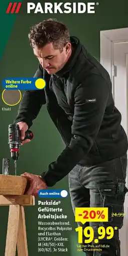 Lidl Parkside Gefütterte Arbeitsjacke Angebot