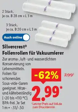Lidl Silvercrest Folienrollen für Vakuumierer Angebot