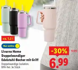 Lidl Livarno Home Doppelwandiger Edelstahl-Becher mit Griff Angebot