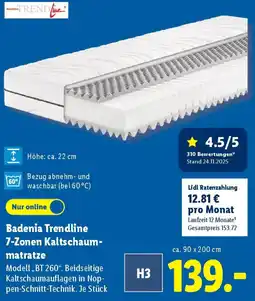 Lidl Badenia Trendline 7-Zonen Kaltschaummatratze Angebot