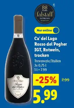 Lidl Ca' del Lago Rosso del Pegher IGT, Rotwein, trocken Angebot