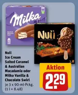 REWE Nuii Ice Cream Salted Caramel & Australian Macadamia oder Milka Vanilla & Chocolate Swirl Angebot