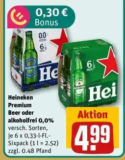 REWE Heineken Premium Beer oder alkoholfrei 0,0% Angebot