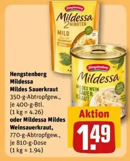 REWE Hengstenberg Mildessa Mildes Sauerkraut oder Mildessa Mildes Weinsauerkraut Angebot