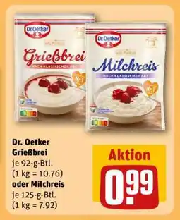 REWE Dr. Oetker Grießbrei oder Milchreis Angebot