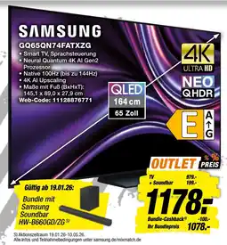 expert Techno Land SAMSUNG GQ65QN74FATXZG + Samsung Soundbar HW-B660GD/ZGS) Angebot