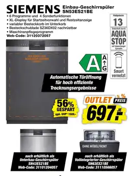 expert Techno Land SIEMENS Einbau-Geschirrspüler SN53ES21BE Angebot