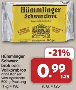 Famila Nord West Hümmlinger Schwarzbrot oder Vollkornbrot Angebot