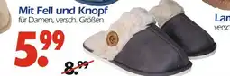 Wreesmann Mit fell und knopf hausschuhe Angebot