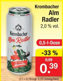 Zimmermann Krombacher alm radler Angebot