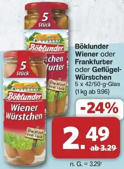Famila Nord West Böklunder Wiener oder Frankfurter oder Geflügel Würstchen Angebot