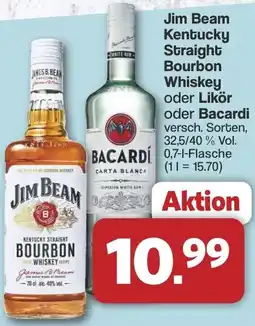 Famila Nord West Jim Beam Kentucky Straight Bourbon Whiskey oder Likör oder Bacardi Angebot