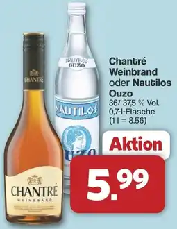 Famila Nord West Chantré Weinbrand oder Nautilos Ouzo Angebot
