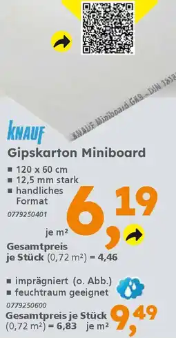 Globus Baumarkt KNAUF Gipskarton Miniboard Angebot