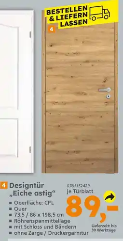 Globus Baumarkt 4 Designtür „Eiche astig❝ Angebot