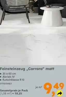 Globus Baumarkt Feinsteinzeug „,Carrara“ matt Angebot