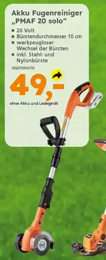 Globus Baumarkt PRIMASTER Akku Fugenreiniger ,,PMAF 20 solo" Angebot