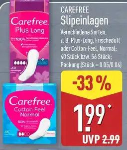Aldi Nord CAREFREE Slipeinlagen Angebot