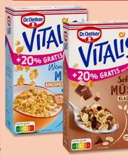 PENNY Dr. Oetker Vitalis Weniger süß Knusper Schoko Müsli Angebot