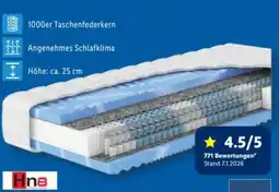 Lidl Hn8 Schlafsysteme 7-Zonen Taschenfederkernmatratze XXL Gelstar T-1000 Angebot