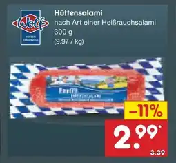Netto Marken-Discount Wolf Hüttensalami Angebot