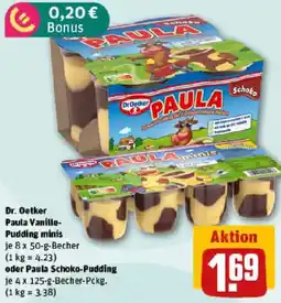 REWE Dr. Oetker Paula Vanille Pudding minis oder Paula Schoko-Pudding Angebot