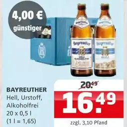 Getränke Quelle Bayreuther hell, urstoff, alkoholfrei Angebot