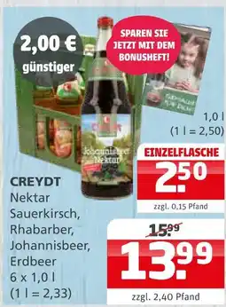 Getränke Quelle Creydt nektar sauerkirsch, rhabarber, johannisbeer, erdbeer Angebot
