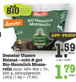E-Center Demeter unsere heimat echt & gut bio-heumilch mozzarella Angebot