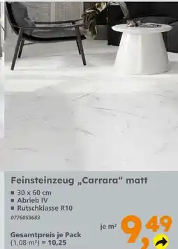 Globus Baumarkt Feinsteinzeug carrara matt Angebot