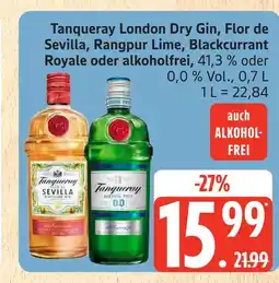 Marktkauf Tanqueray london dry gin, flor de sevilla, rangpur lime, blackcurrant royale oder alkoholfrei Angebot
