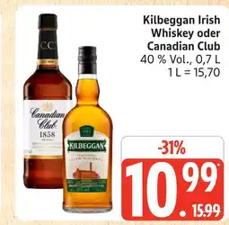 Marktkauf Kilbeggan irish whiskey oder canadian club Angebot