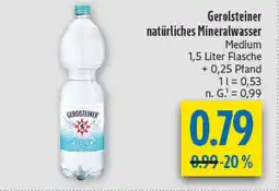 diska Gerolsteiner natürliches mineralwasser medium Angebot