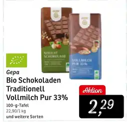 KONSUM Gepa Bio Schokoladen Traditionell Vollmilch Pur 33% Angebot
