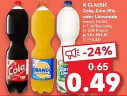Kaufland K-CLASSIC Cola, Cola-Mix oder Limonade Angebot