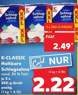 Kaufland K-CLASSIC Haltbare Schlagsahne Angebot